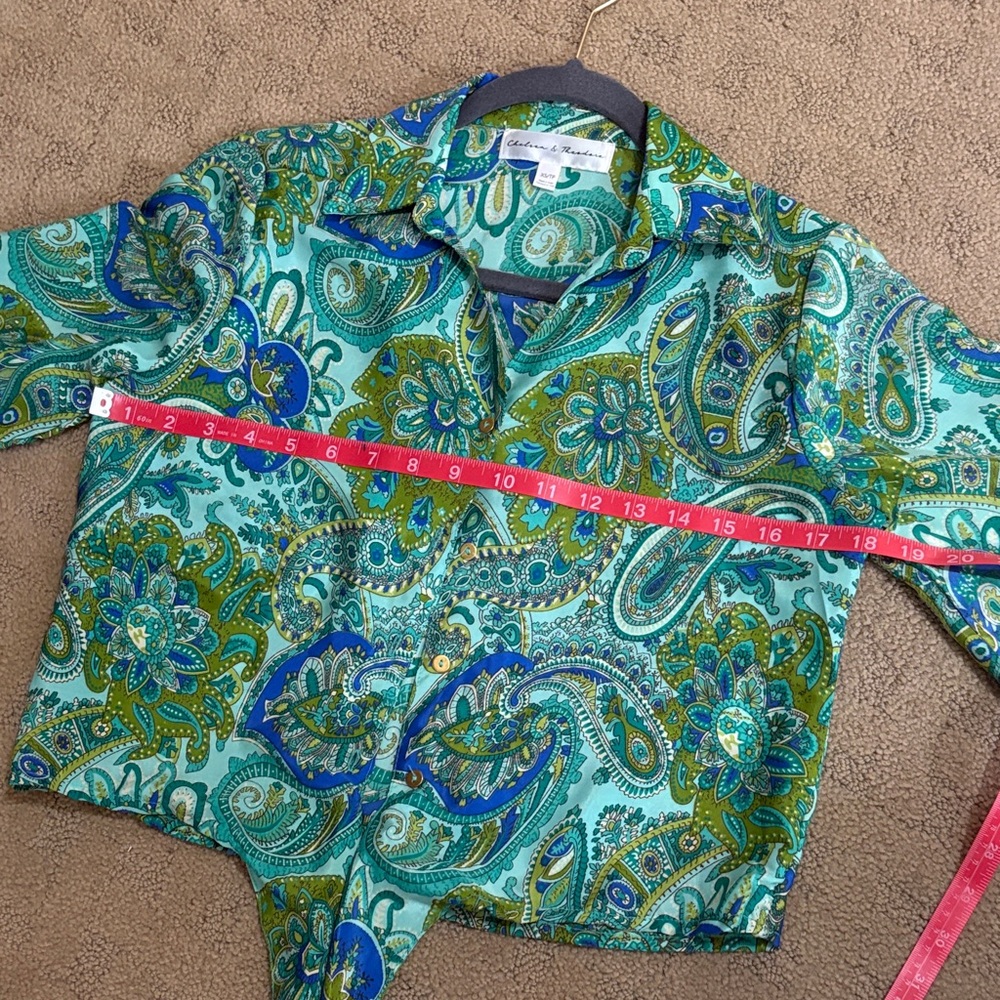 Chelsea & Theadore Green and Blue Paisley Blouse - Picture 7 of 8